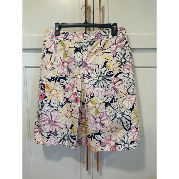 Land’s end floral white skirt box pleat excellent condition size 10 - Picture 1 of 6